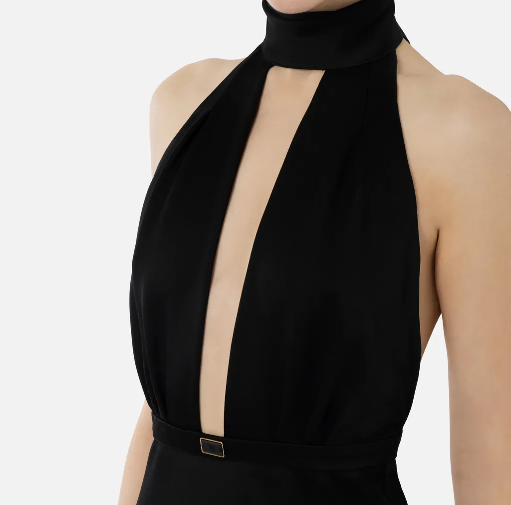 Elisabetta Franchi Sleeveless Asymmetric Midi Dress