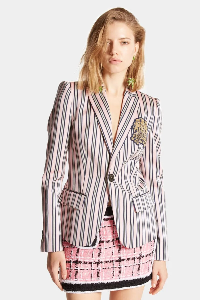 Logo-Patch Striped Blazer