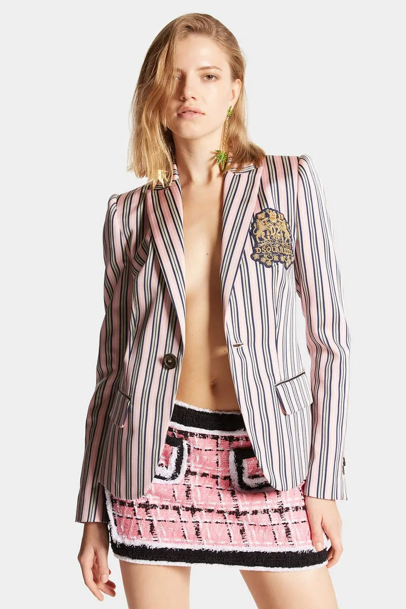 Logo-Patch Striped Blazer