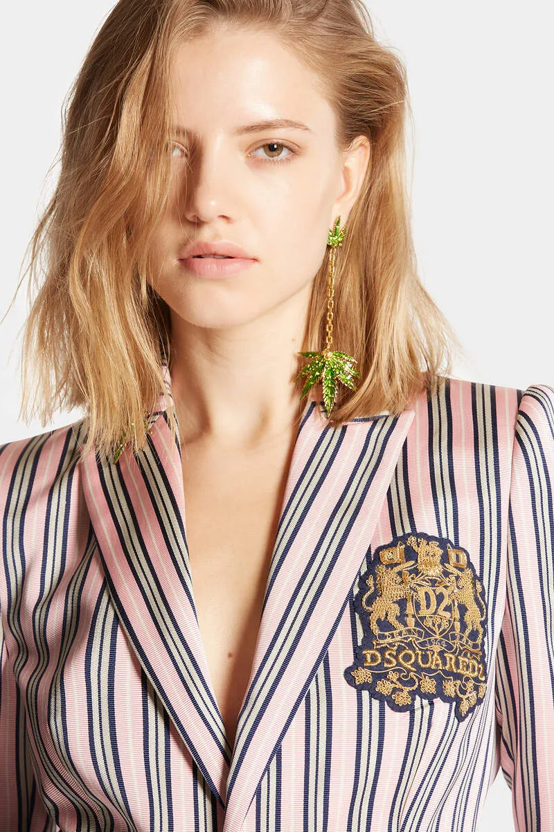 Logo-Patch Striped Blazer