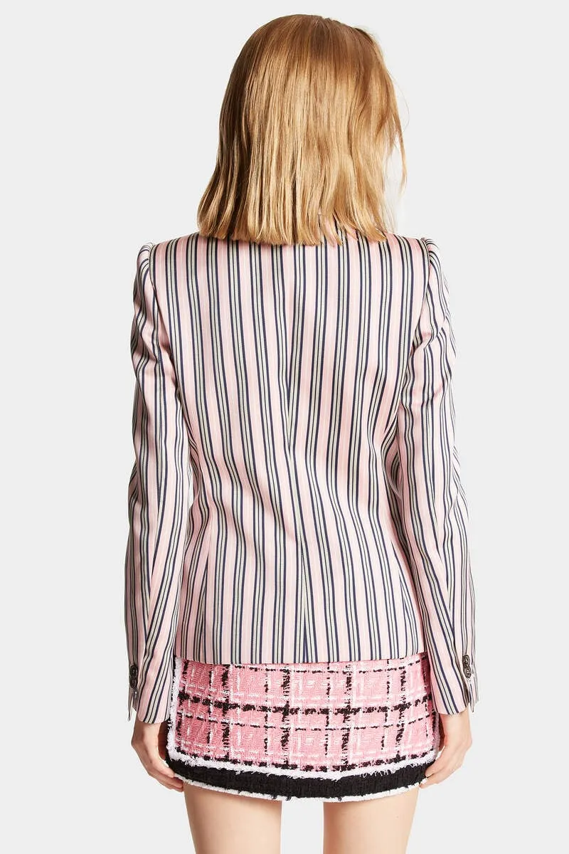 Logo-Patch Striped Blazer
