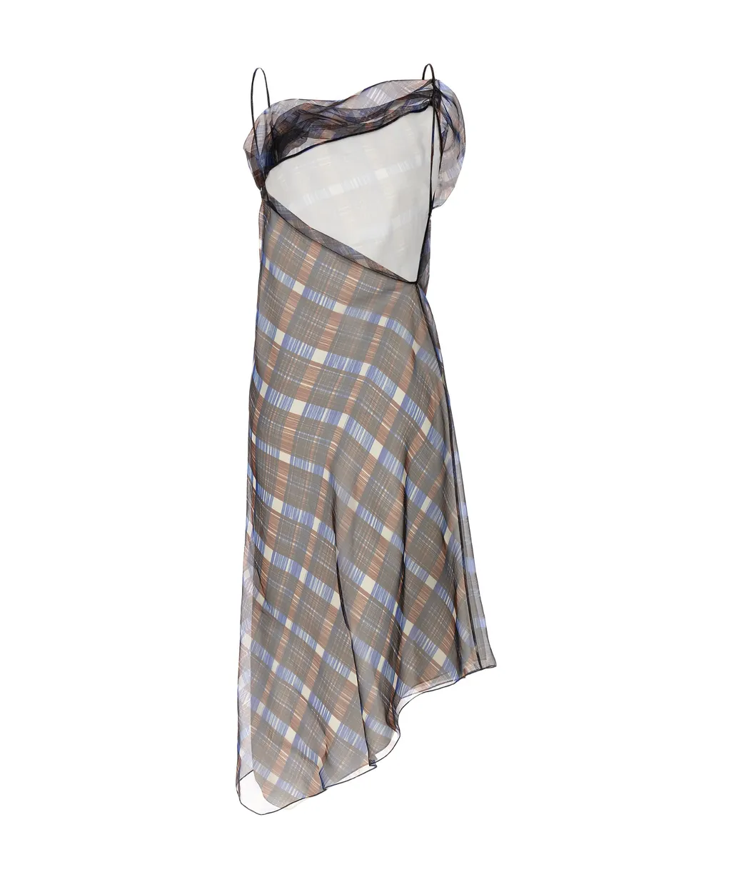 Salvatore Ferragamo Checked Asymmetrical Dress