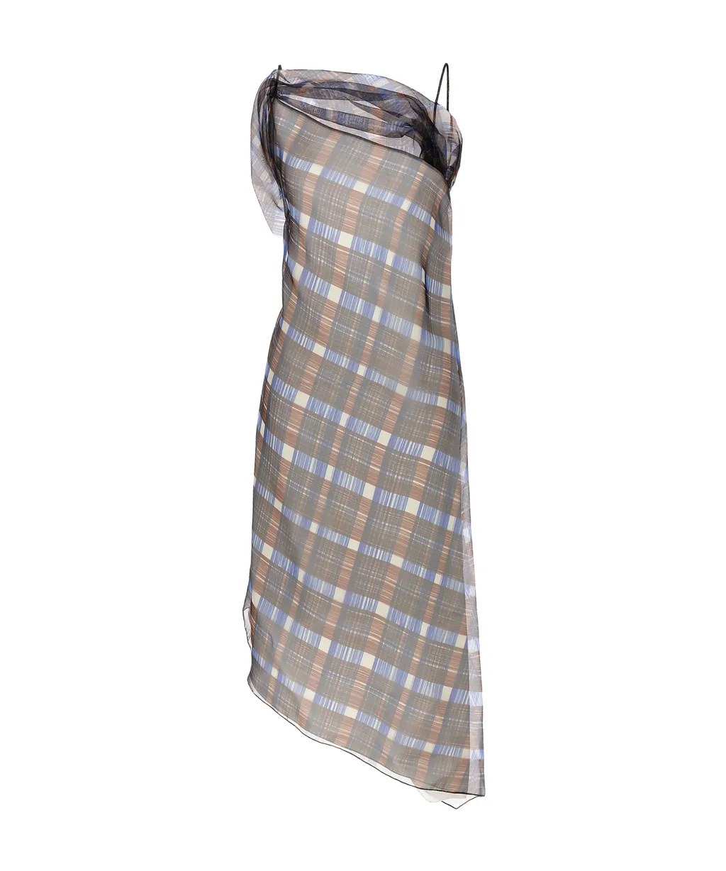 Salvatore Ferragamo Checked Asymmetrical Dress