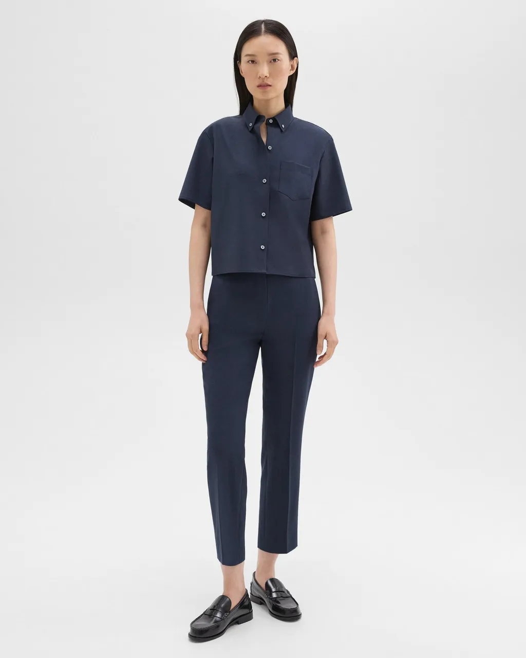 High-Waisted Slim Cropped Trousers