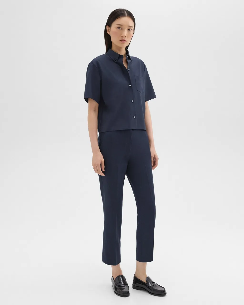High-Waisted Slim Cropped Trousers