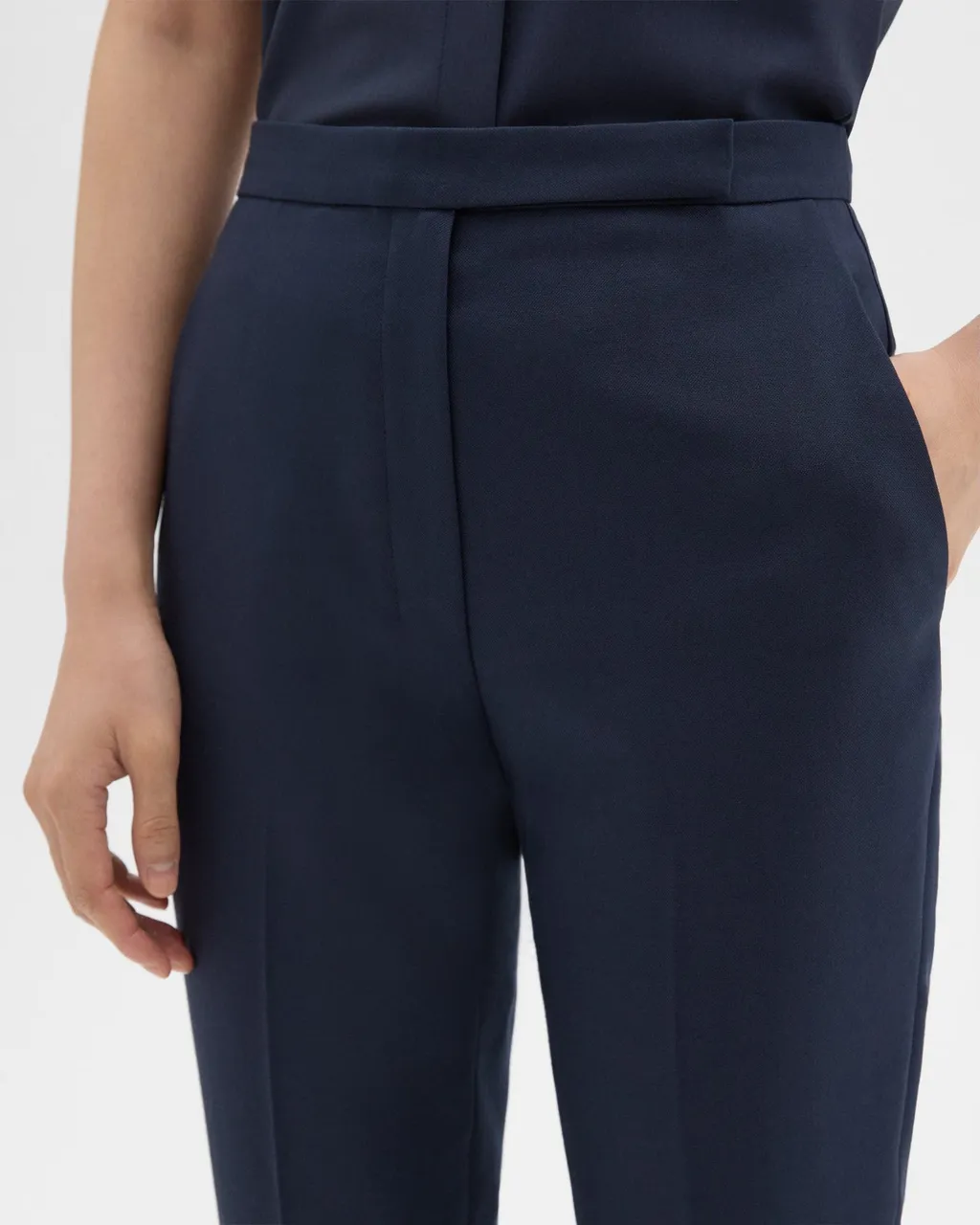 High-Waisted Slim Cropped Trousers