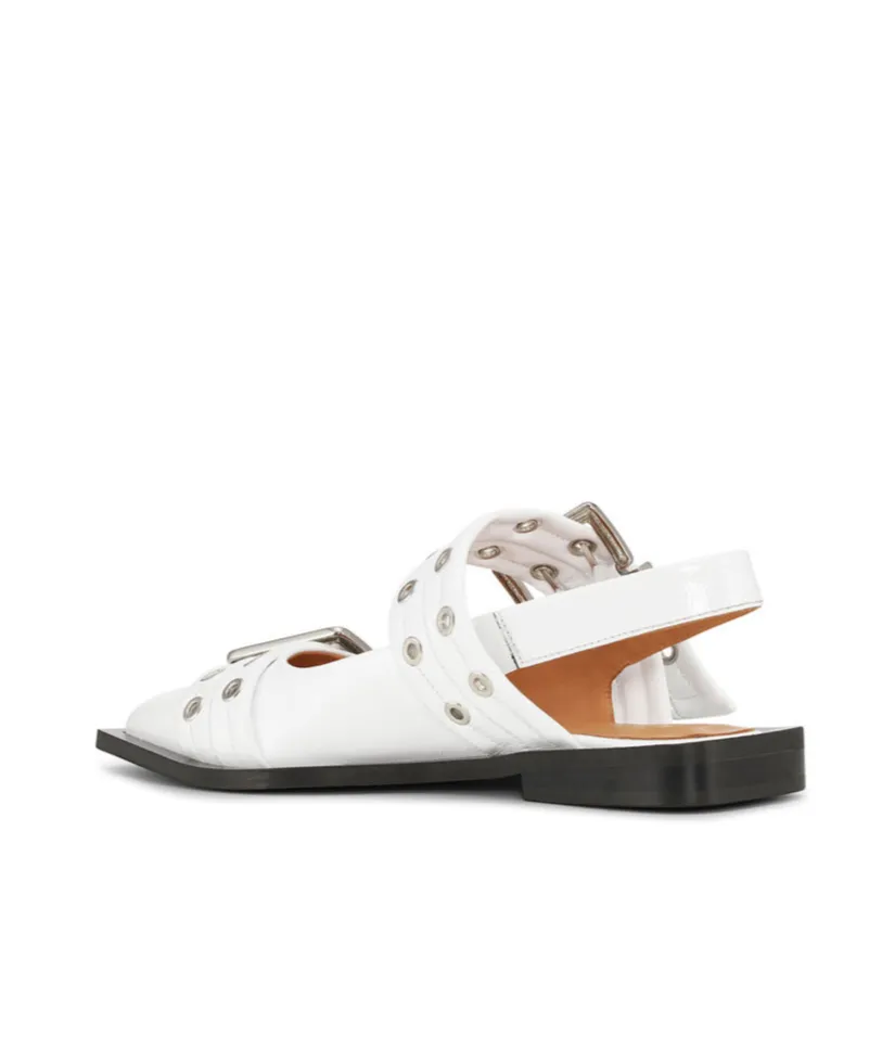 Ganni Egret Pointed Toe Buckle Ballerinas
