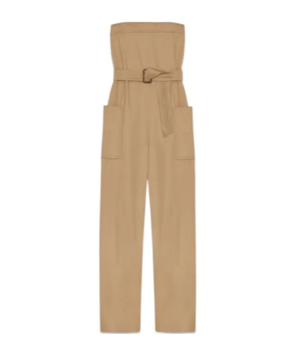 Saint Laurent Belted Strapless Jumpsuit
