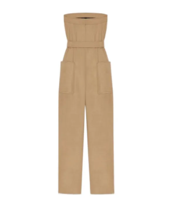Saint Laurent Belted Strapless Jumpsuit