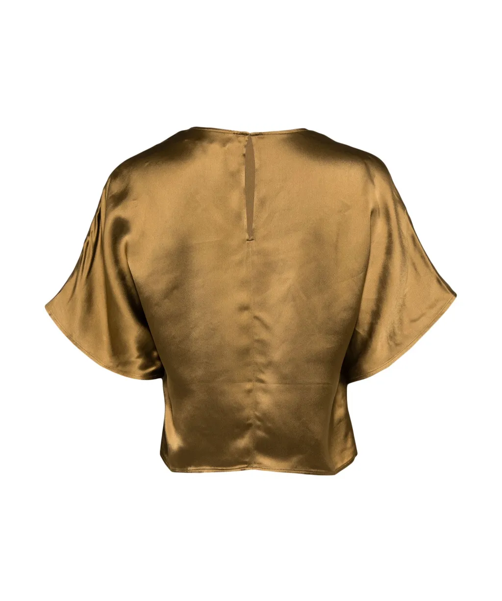 Cropped Satin T-Shirt