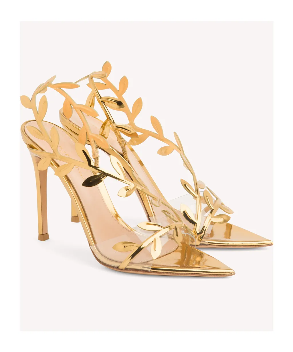 Gianvito Rossi Flavia Leaf Motif Pointed-Toe Sandals