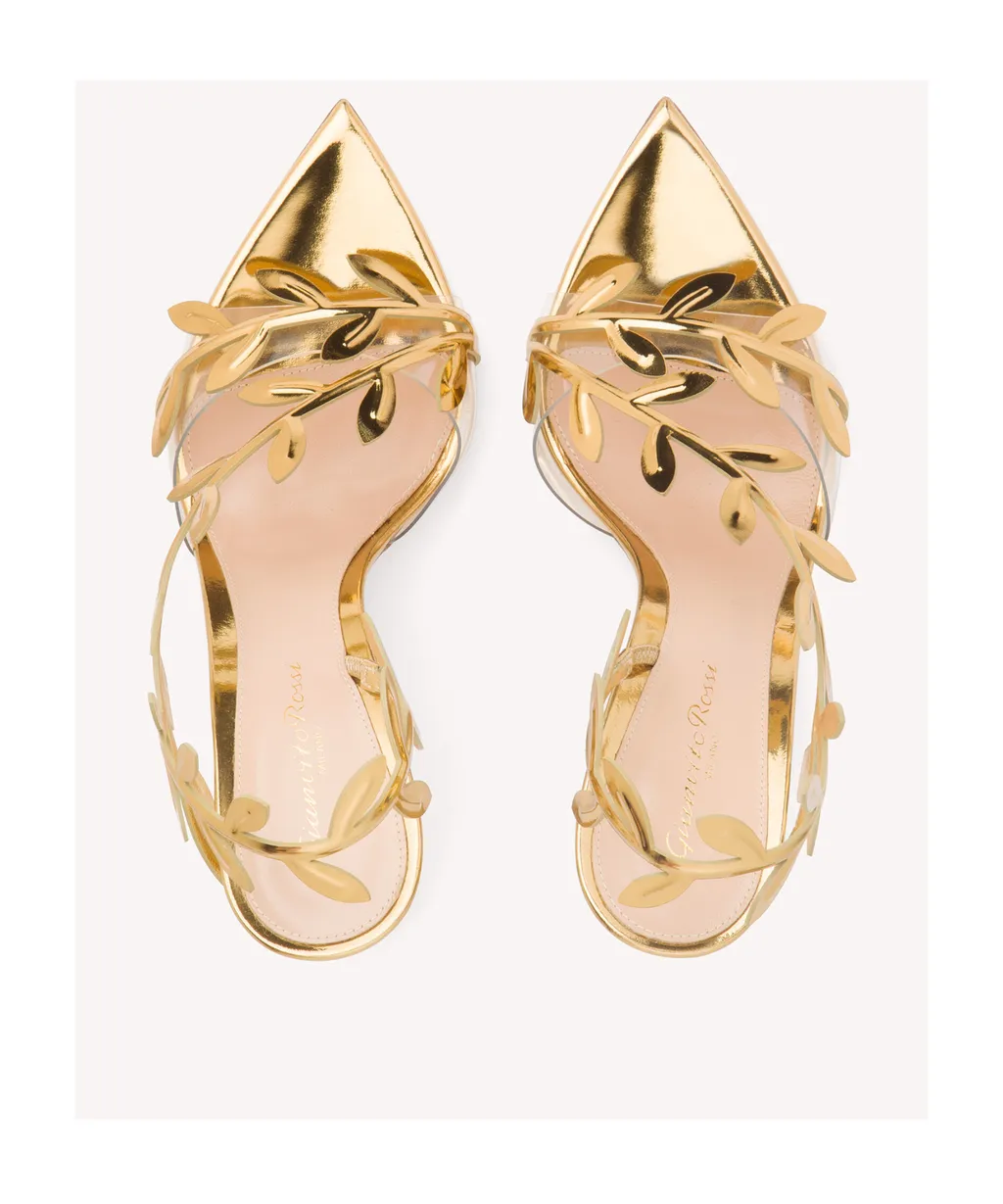 Gianvito Rossi Flavia Leaf Motif Pointed-Toe Sandals