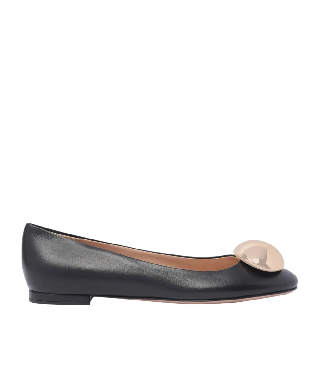 Gianvito Rossi Round Toe Slip-On Ballerina Shoes