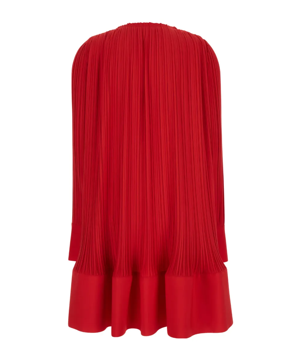 Lanvin Frilled-Neck Pleated Flared Mini Dress