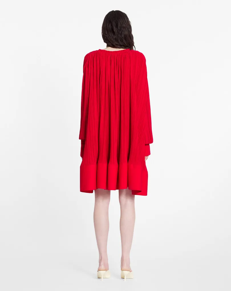 Lanvin Frilled-Neck Pleated Flared Mini Dress