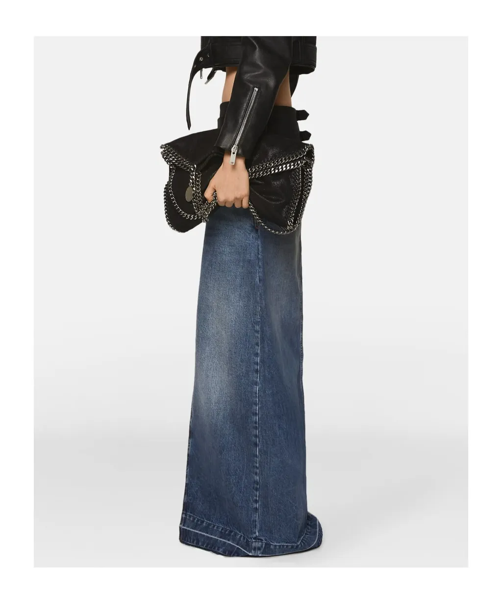 Stella Mccartney Front-Slit Frayed-Edge Denim Maxi Skirt