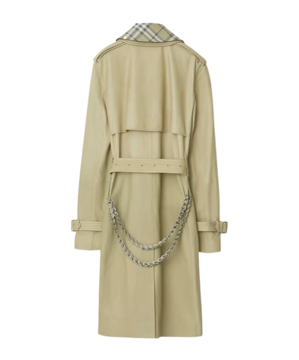 Burberry Belted-Waist Leather Trench Coat