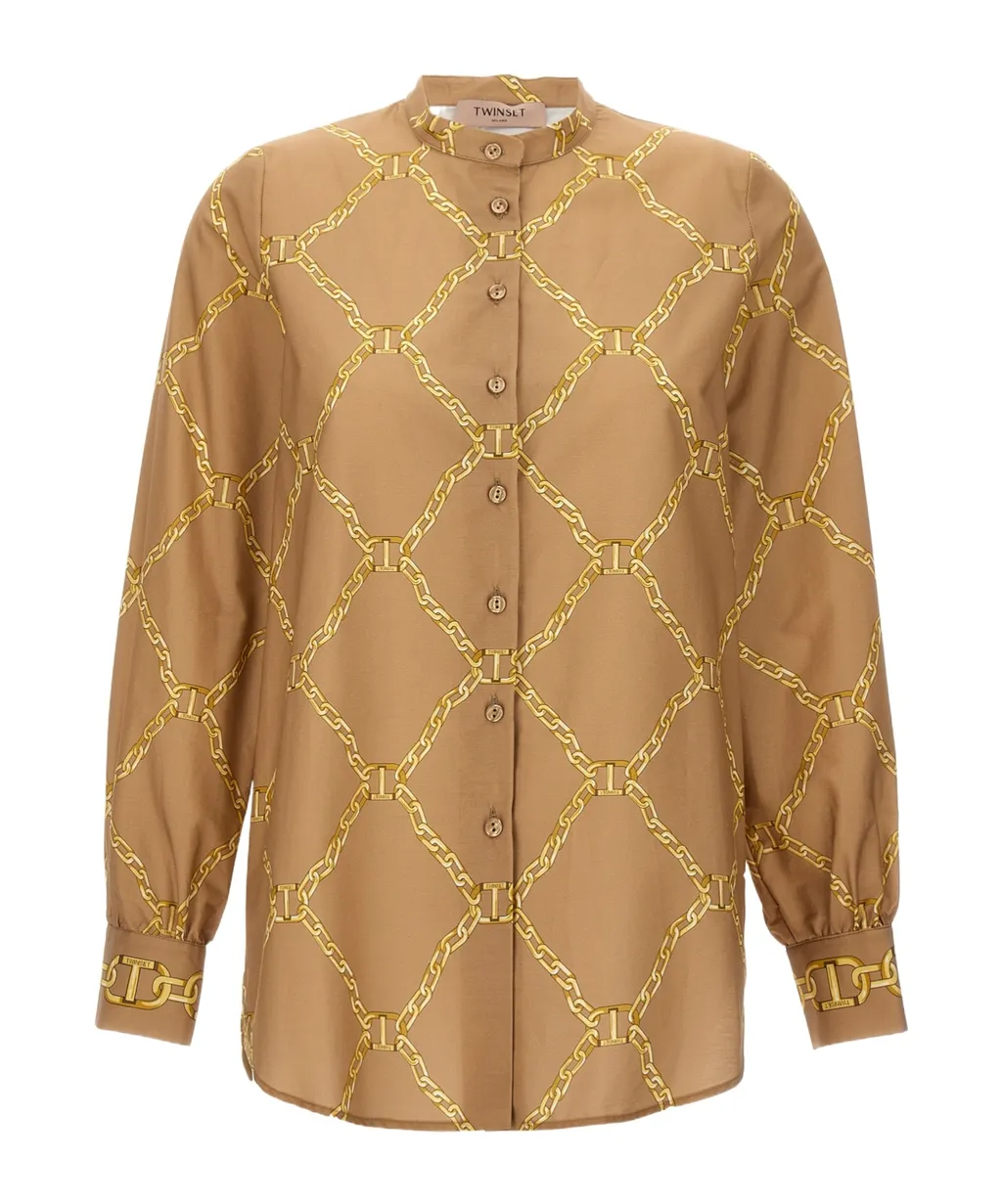 Twinset Chian Printed Poplin Shirt