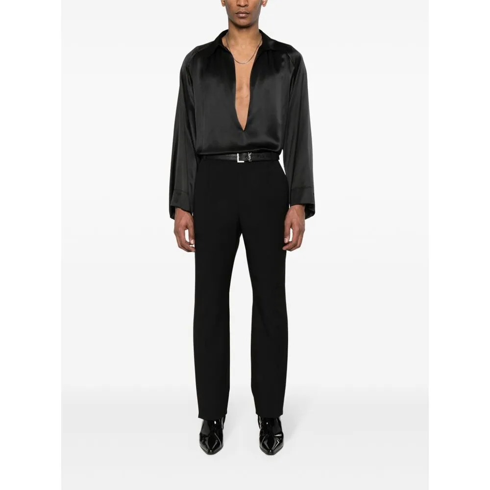 Saint Laurent Grain De Poudre Straight Leg Pants