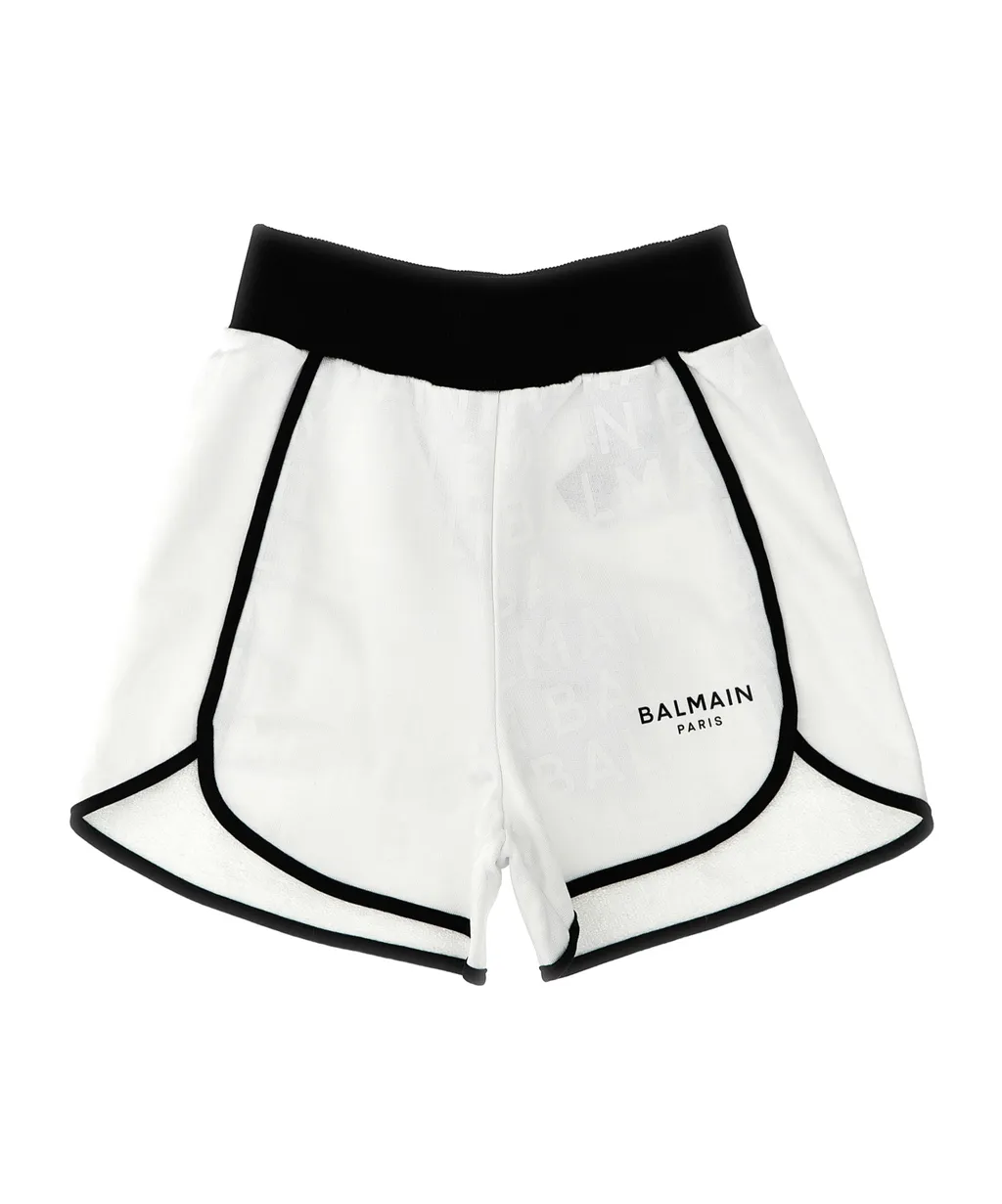 Balmain Kids Logo-Jacquard Elasticated Waistband Track Shorts
