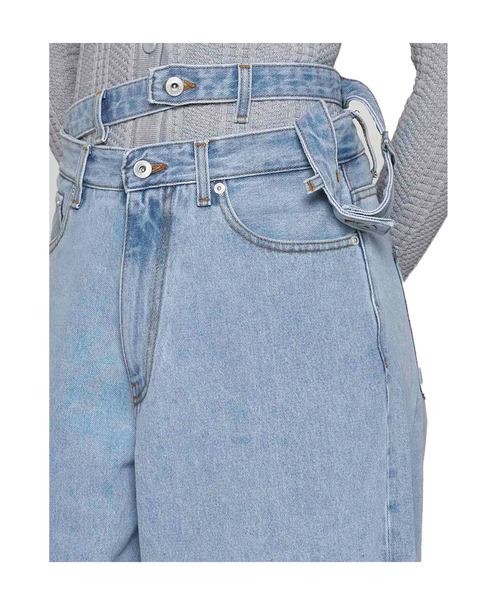 Y/Project Logo Patch Double Waist Jeans