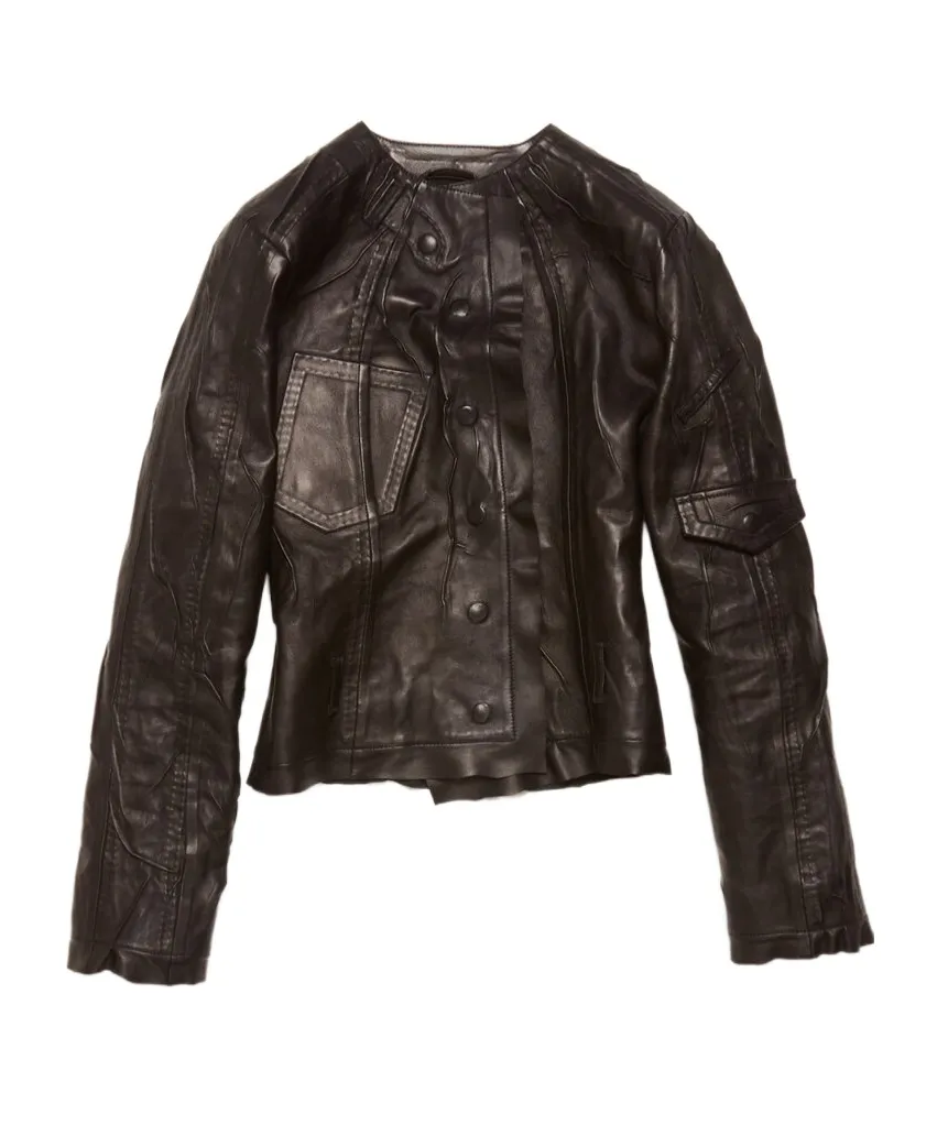 Crinkled Leather Jacket
