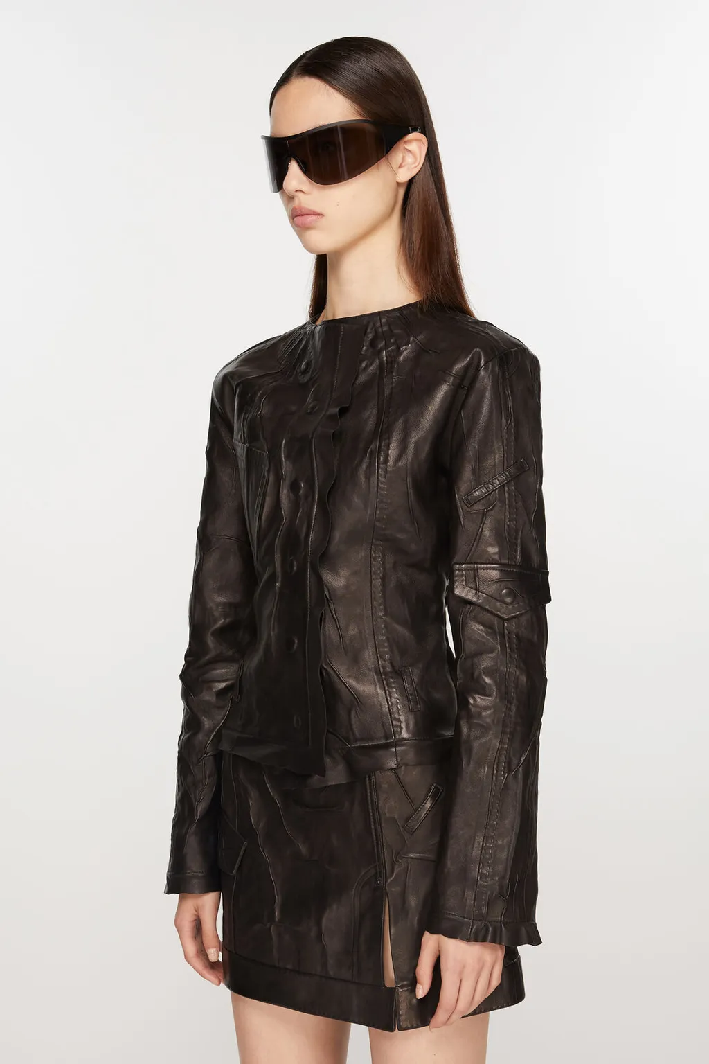 Crinkled Leather Jacket
