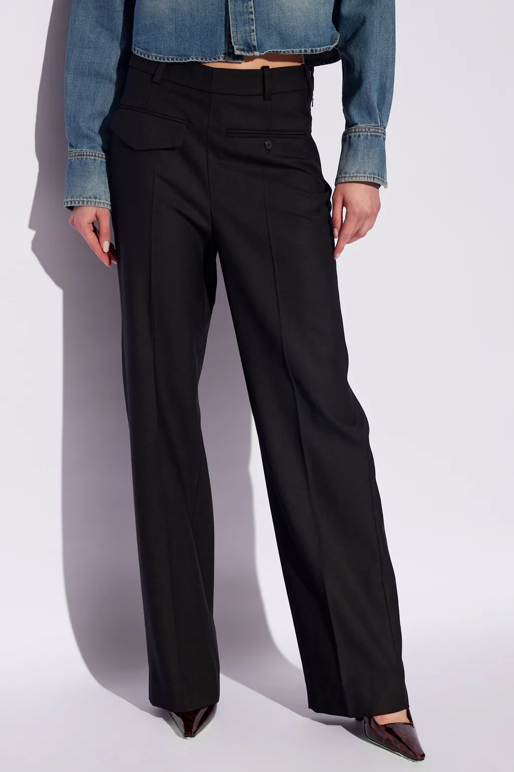 Victoria Beckham High Waist Twill Tapered Trousers