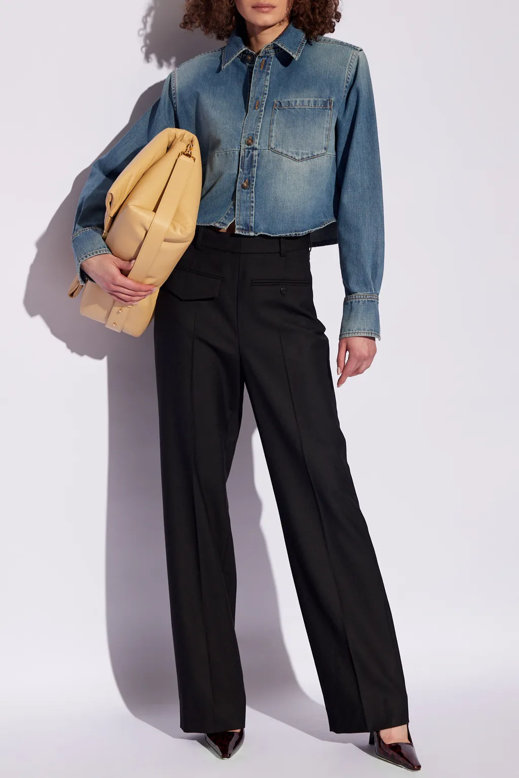 Victoria Beckham High Waist Twill Tapered Trousers
