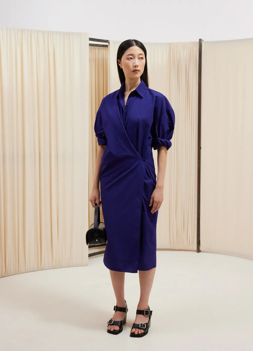 Lemaire Asymmetric Twisted Midi Shirt Dress