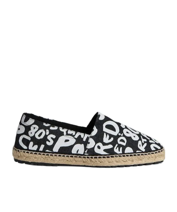Graphic-Print Denim Espadrilles