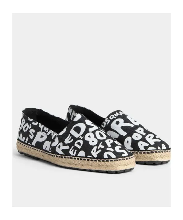 Graphic-Print Denim Espadrilles