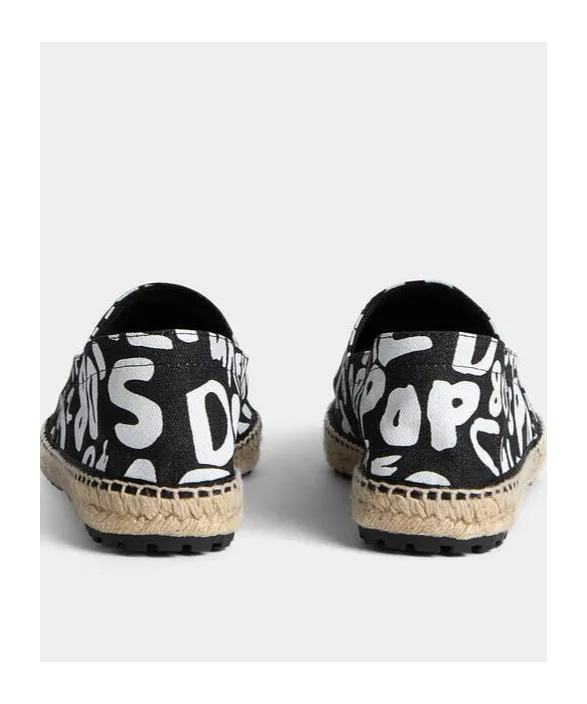 Graphic-Print Denim Espadrilles