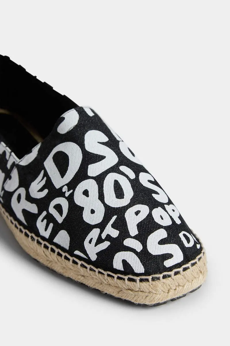 Graphic-Print Denim Espadrilles