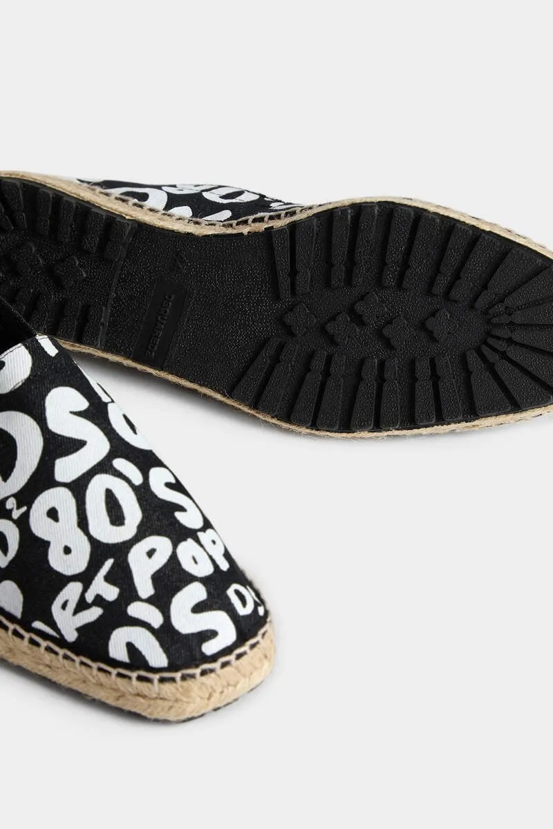 Graphic-Print Denim Espadrilles