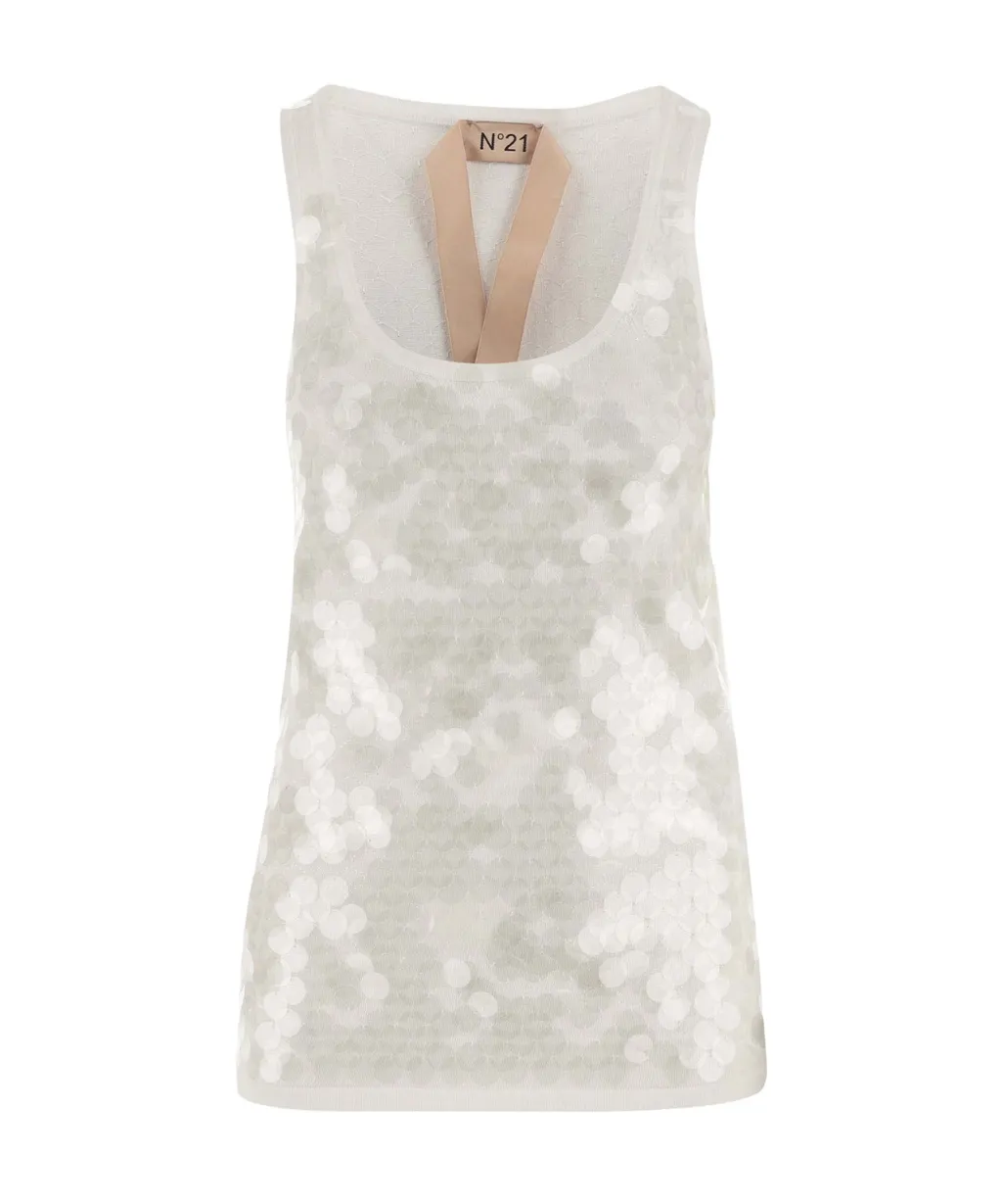 Round-Necked Sequined Vest
