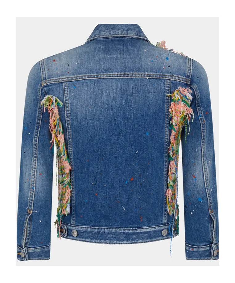 Paint-Splatter Panelled Denim Jacket