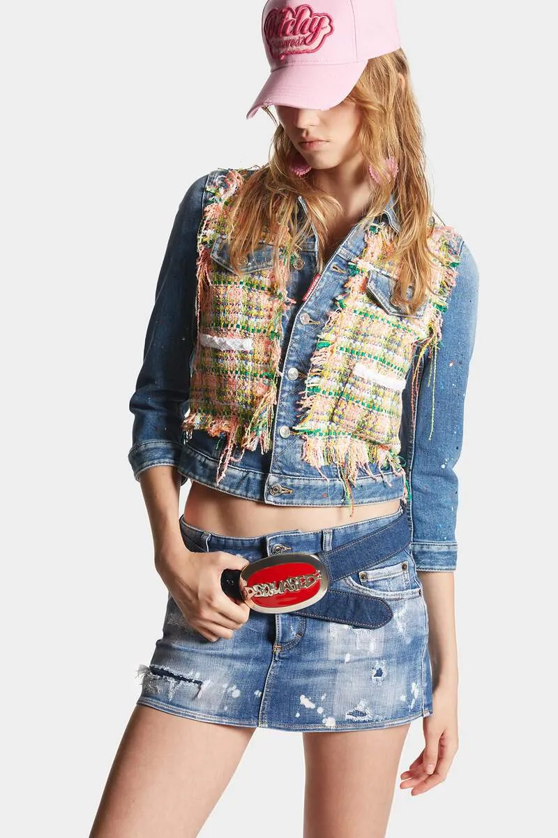 Paint-Splatter Panelled Denim Jacket