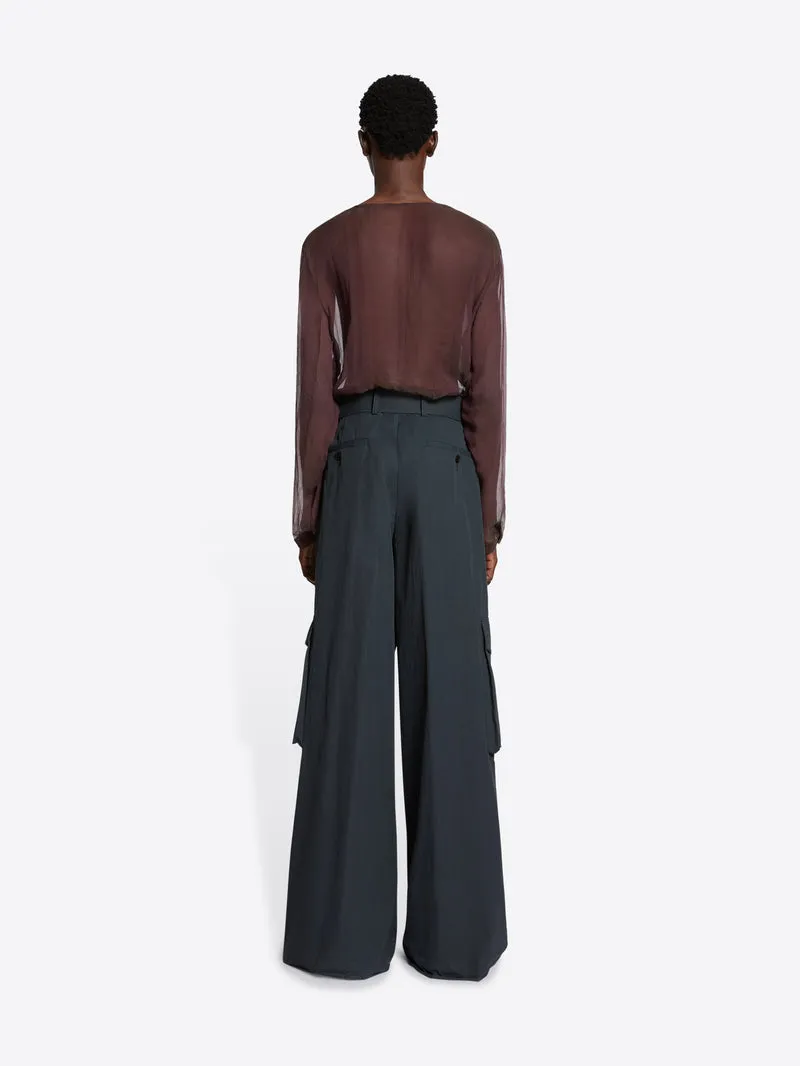 Wide-Belt Casual Pants