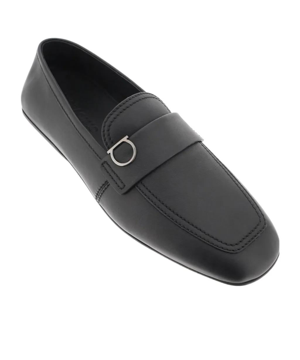 Salvatore Ferragamo Gancini-Plaque Round-Toe Loafers