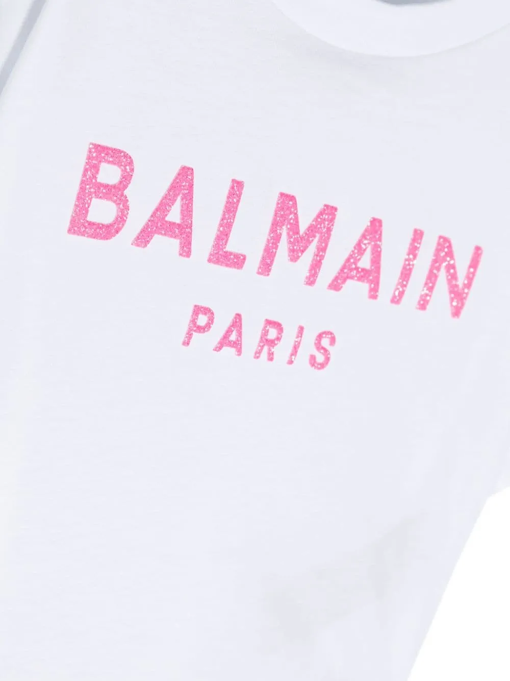 Balmain Kids Logo Printed Crewneck Cropped T-Shirt