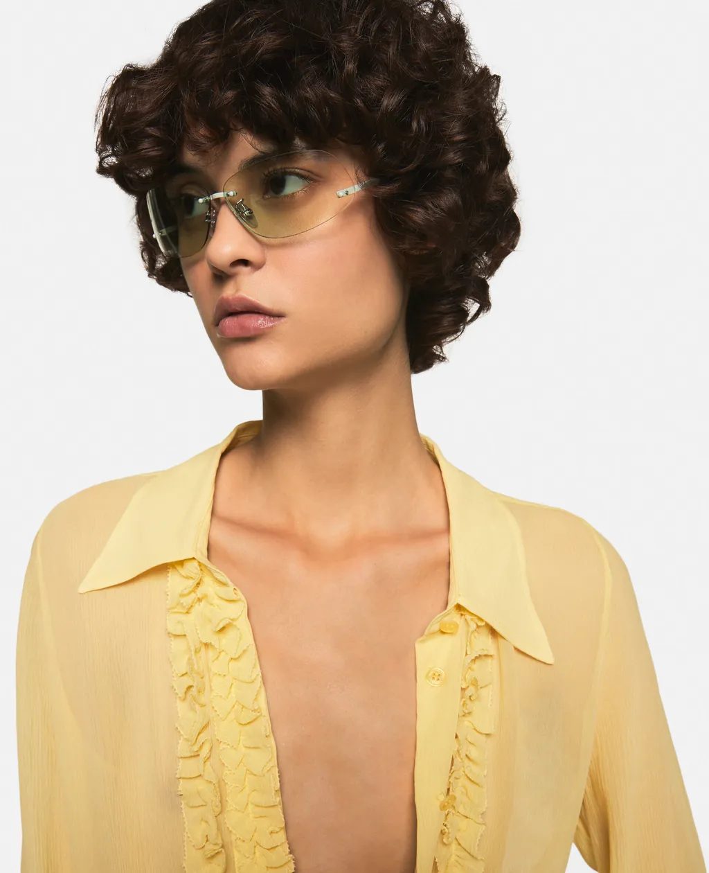 Stella Mccartney Sheer Ruffled Tuxedo Shirt