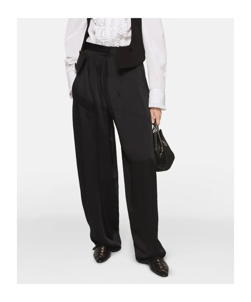 Stella Mccartney Decorative Stitch Tapered Satin Trousers