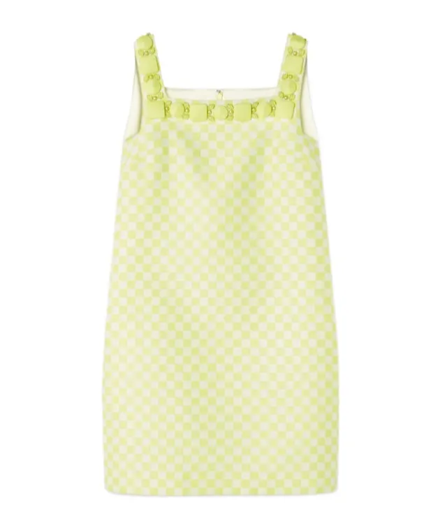 Embellished Check-Pattern Dress