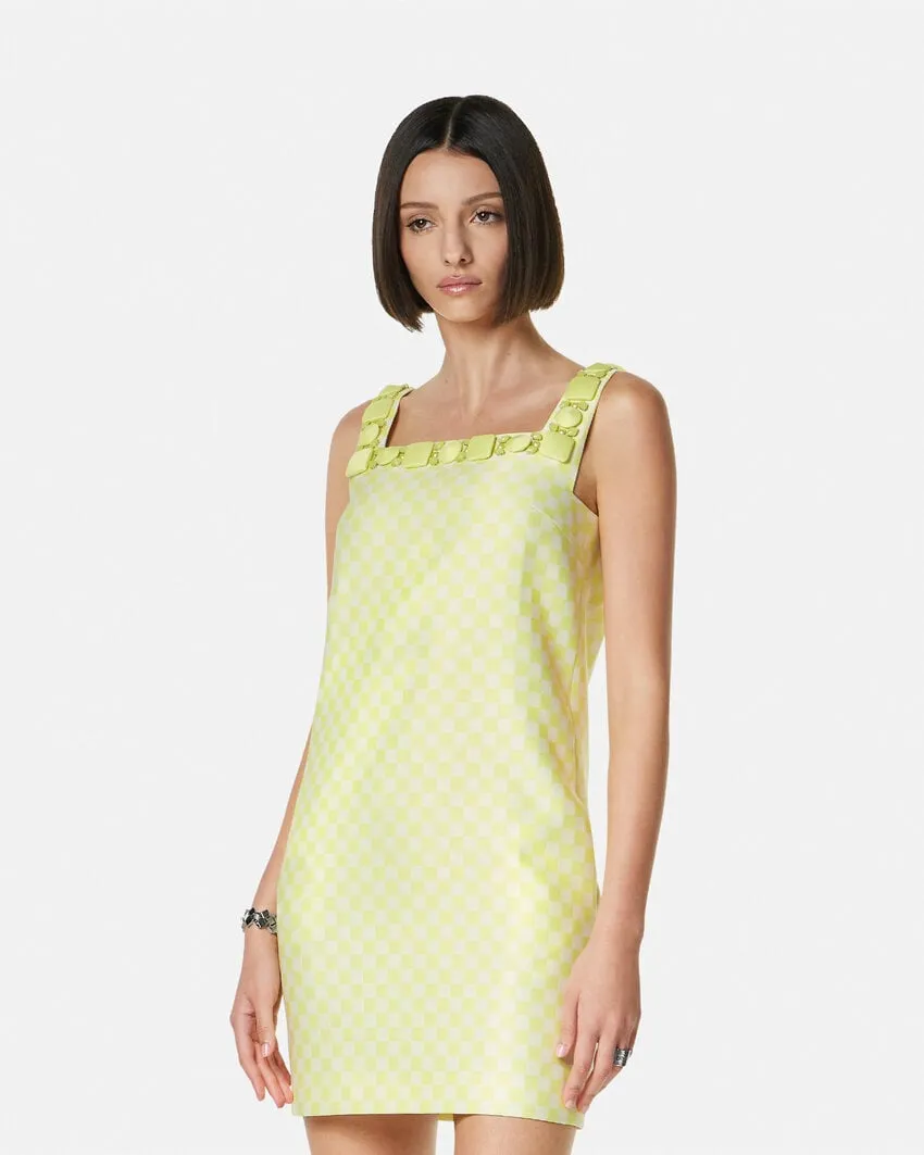 Embellished Check-Pattern Dress