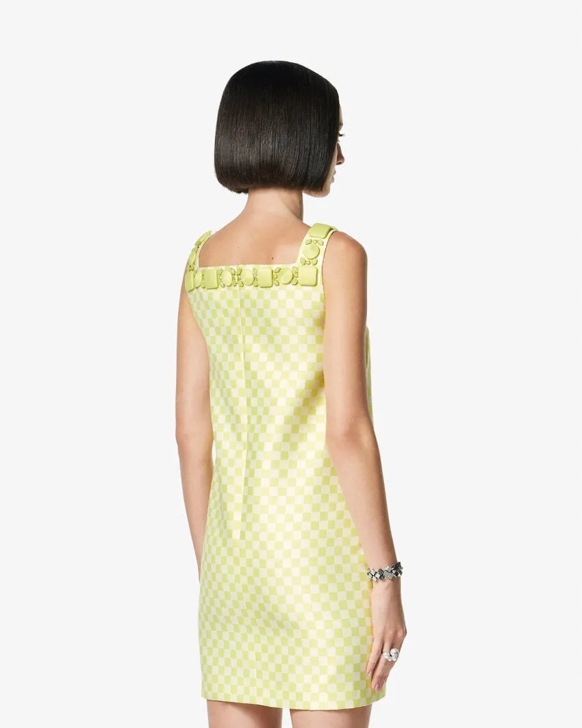 Embellished Check-Pattern Dress