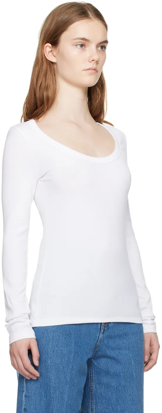 Scoop-Neck Fine-Ribbed T-Shirt