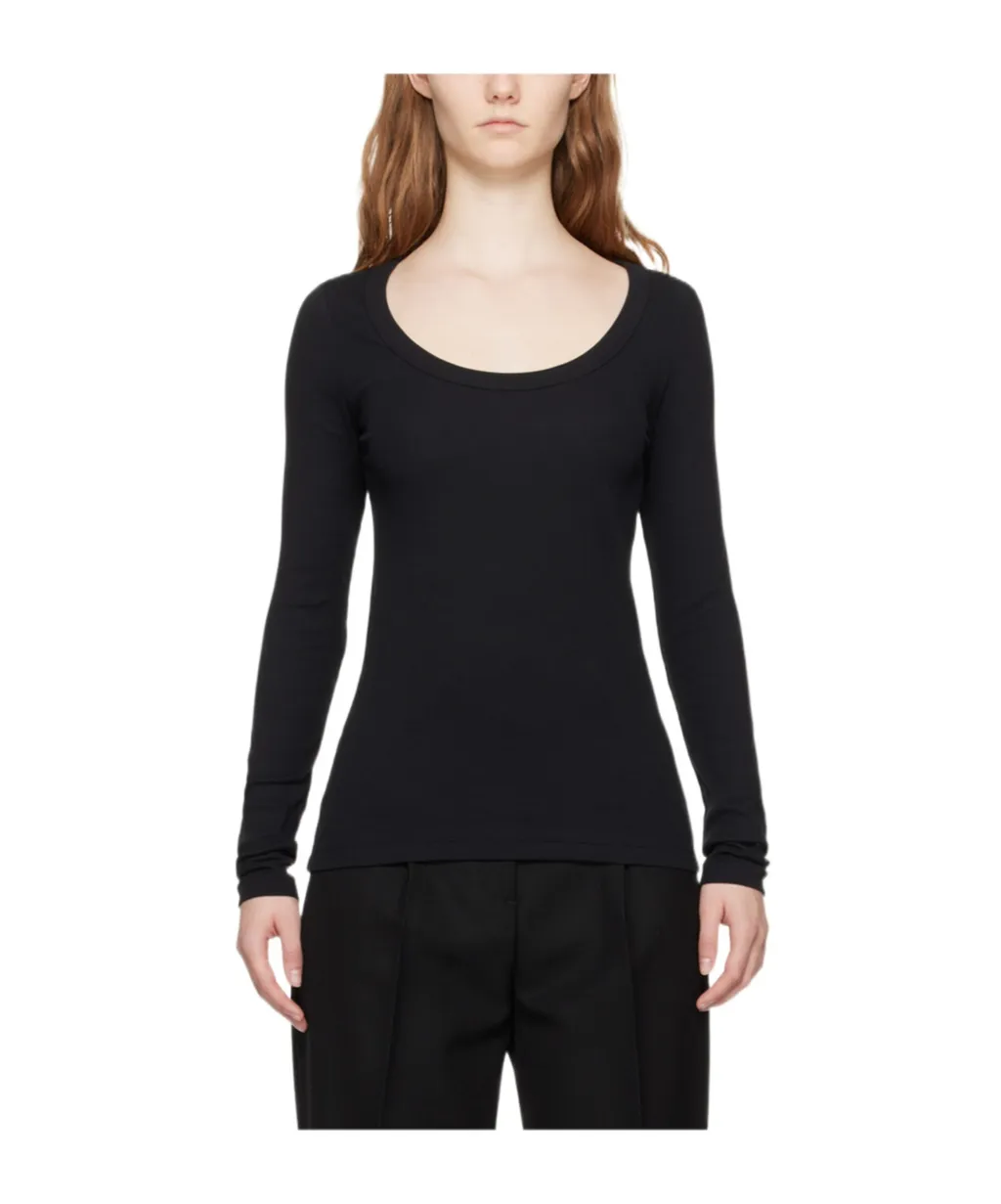 Scoop-Neck Fine-Ribbed T-Shirt