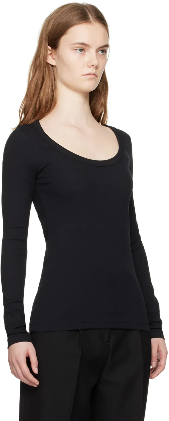 Scoop-Neck Fine-Ribbed T-Shirt