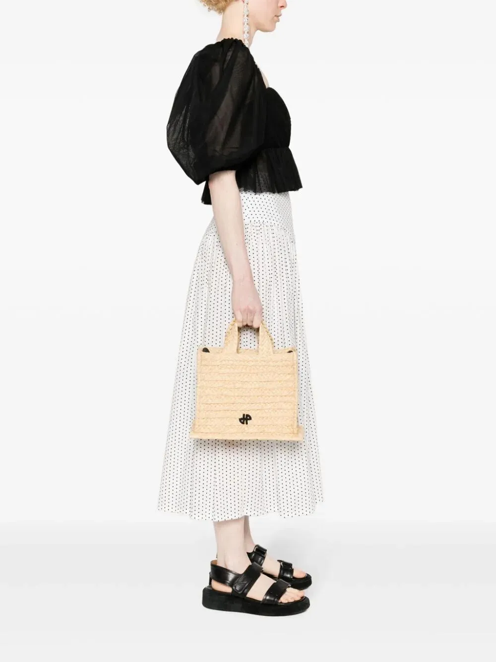 Patou Jp Wovened Small Top Handle Bag